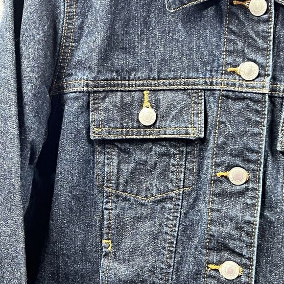 Old Navy Blue Jean Denim Jacket Womens‎ Medium Cotton Coat Dark Wash Casual - Picture 2 of 9
